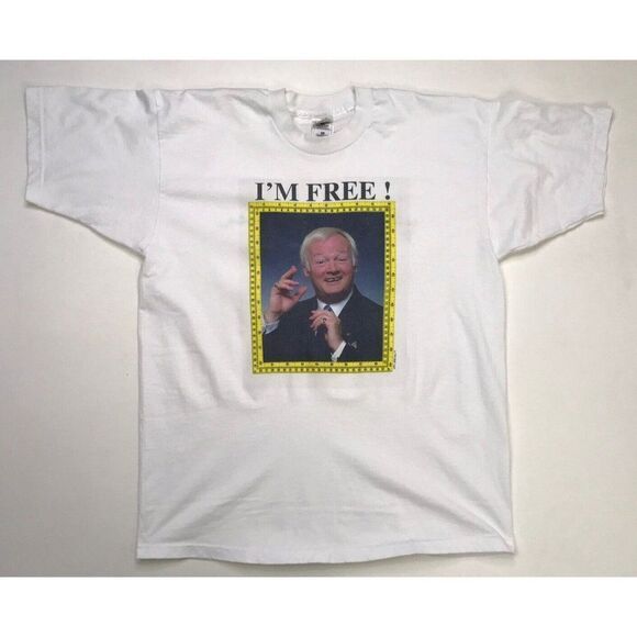 VINTAGE John Inman I'm Free 1997 T-shirt Men XL Are You Being Serve TV Show 90s - Picture 1 of 7